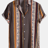 Elephant Geometric Print Shirt & Linen Cotton Blend Drawstring Shorts Set