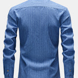 Long Sleeve Stripe Linen Button Up Shirt