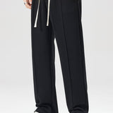 Line Dachshund Print Contrast Polo Sweatshirt & Pleated Pintuck Sweatpants Set