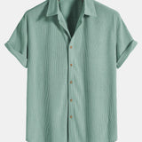 Corduroy Button Up Short Sleeved Shirt & Corduroy Pants Set
