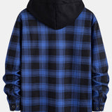 Flannel Fleece Lined Hooded Shirt with Pockets
