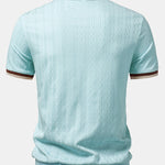 Contrast Trim Textured Zipper Knit Polo & Tapered Trousers Set