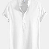 Half Open Collar Linen Shirt