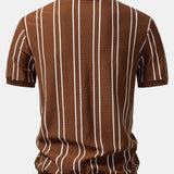 Striped Knitted Polo Shirt & Slim Fit Tapered Trousers Set