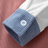 Relax Fit Color Block Corduroy Button Up Shirt