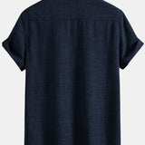 Textured Shirt with Two Pockets & Straight Leg Linen Pants Set