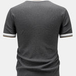 Contrast Trim Knit Polo Shirt & Slim Fit Tapered Trousers Set