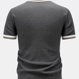Contrast Trim Knit Polo Shirt & Slim Fit Tapered Trousers Set