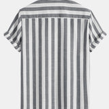 Striped Cotton Blend Button Up Shirt