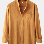 Long Sleeved Textured Stand Collar Shirt