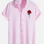 Rose Print Button Up Shirt