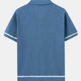 Contrast Trim Open Knit Shirt