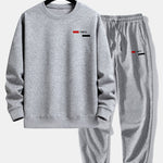 Paris Stripe Print Relax Fit Crew Neck Sweatshirt & Jogging Pants Set