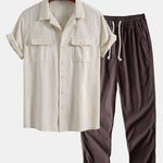Linen Cuban Shirt with Pockets & Straight Leg Linen Pants Set