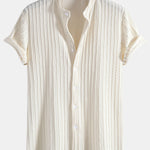 Muscle Fit Stand Collar Knitted Ribbed Shirt