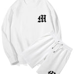 Letter Print Crew Neck Sweatshirt & Shorts Set