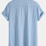 Poker Print Linen Contrast Button Up Shirt