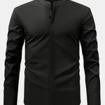 Non-Iron Hidden Placket Stand Collar Dress Shirt