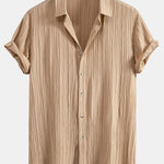 Crinkled Textured Button Up Shirt