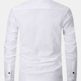 Long Sleeve Contrast Stand Collar Oxford Shirt