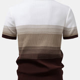 Striped Gradient Knitted Polo Shirt & Slim Fit Tapered Trousers Set
