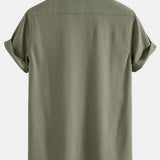 Linen Cuban Shirt with Pockets & Linen Drawstring Shorts Set
