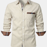 Corduroy Plaid Panel Button Up Shirt