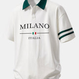 Milano Print Contrast Collar Polo Shirt & Cotton Drawstring 7" Shorts Set
