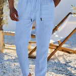 LINEN DRAWSTRING TROUSERS FOR MEN