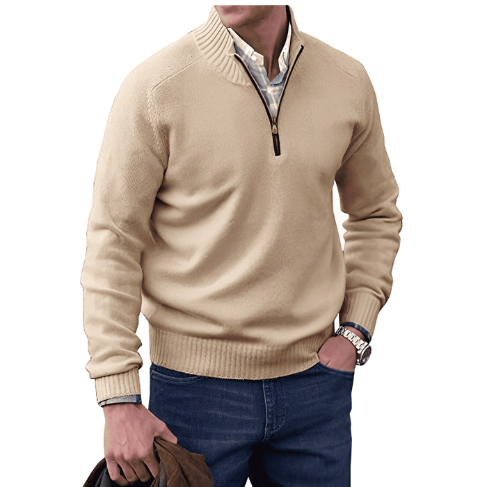 ZIPPERED KNIT PULLOVER FOR MEN