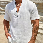 LINEN V-NECK SHIRT FOR MEN