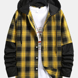 Plaid Button Front Hooded Shirt