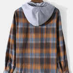 Regular Fit Contrast Hooded Plaid Shirts
