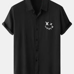 Smiley Graphic Print Button Up Shirt