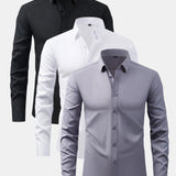 3 Pieces Long Sleeve Button Up Dress Shirt