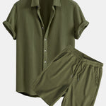 Waffle Shirt & Drawstring Waffle Shorts Set