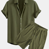Waffle Shirt & Drawstring Waffle Shorts Set