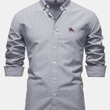 Cowboy Embroidery Cotton Oxford Button Up Shirt