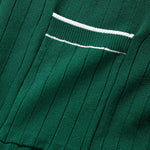 Contrast Trim Ribbed Knit Shirt & Slim Fit Tapered Trousers Set