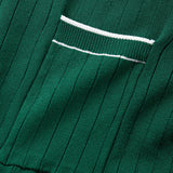 Contrast Trim Ribbed Knit Shirt & Slim Fit Tapered Trousers Set