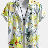 Flower Plants Print Shirt & Swim Shorts Set