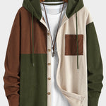 Relax Fit Colorblock Corduroy Hooded Shirt