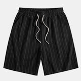 Linen Striped Shirt & Drawstring Shorts Set