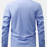 Non-Iron Hidden Placket Stand Collar Dress Shirt