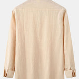 Long Sleeved Textured Stand Collar Shirt