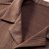 Short Sleeve Geometry Textured Cuban Shirt