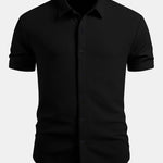 Muscle Fit Textured Button Up Shirt