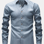 Long Sleeve Stripe Linen Button Up Shirt