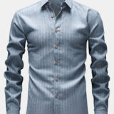Long Sleeve Stripe Linen Button Up Shirt