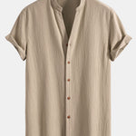 Crinkled Textured V Neck Shirt & Crinkle Textured Pants Set